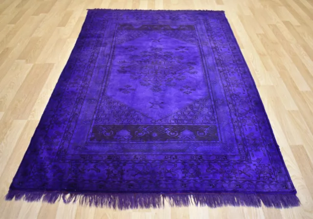 Vintage Over-Dyed Purple Handmade Melas Rug  5 Ft x 8 Ft  Free Shipping