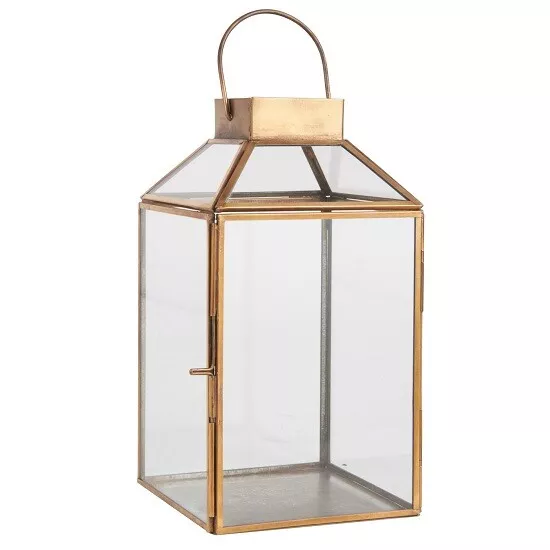 Brass Glass Lantern Norr Witch Inclined Glass Top by Ib Laursen 25.5 cm