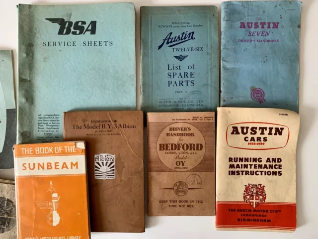 Vintage Car & Motorcycle Books, Job Lot, Service, Manuals, Handbooks