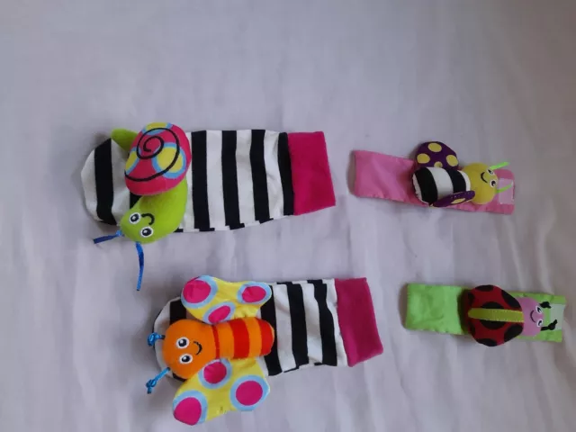 Sock & Rattle Set Baby Sensory Toys Foot-finder Socks Wrist Rattles Bracelet #5