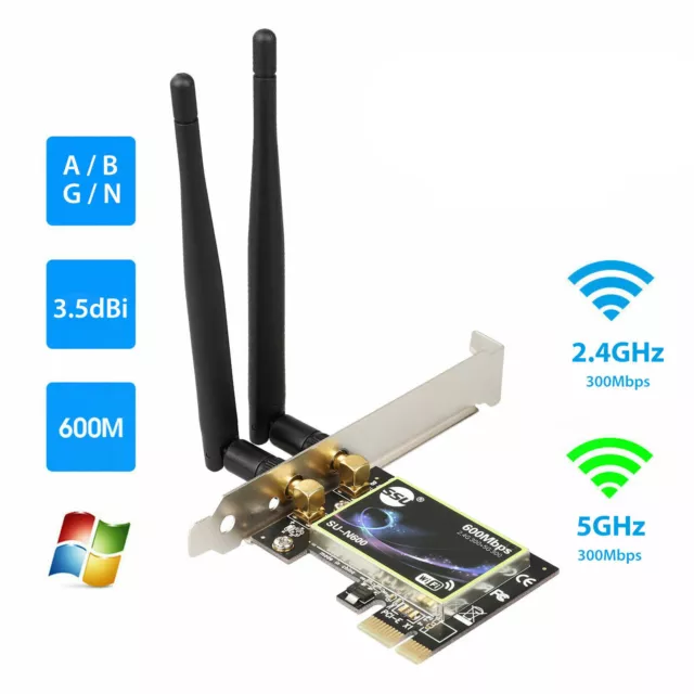 ADAPTATEUR DE CARTE WiFi PCI-E double bande 2.4G /5G 600Mbps pour  ordinateur EUR 17,38 - PicClick FR