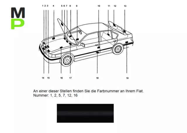 Touch Up Idoneo per Fiat, Numero Colore: 876B Carbonio Nero Metallico Con 20ml 2