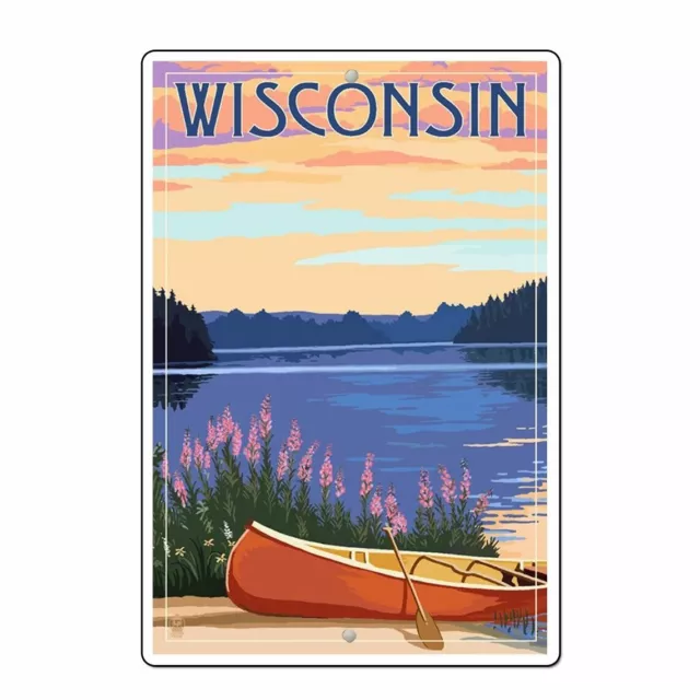 Wisconsin Wandkunst Kanu & See Metall Schild Zuhause Dekor