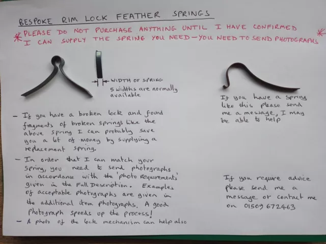 REPLACEMENT BESPOKE MORTICE Rim Door lock handle feather spring broken ...