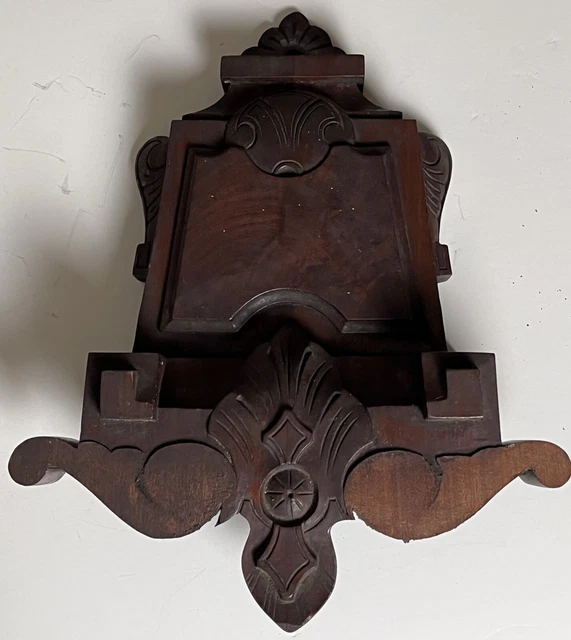 Old Architectural Salvage Solid Heavy Wood Pediment? Top Dark Empire Style 17"