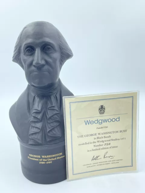 George Washington Wedgwood Basalt Bust.  1971. 528 Of 2000. With Certificate.