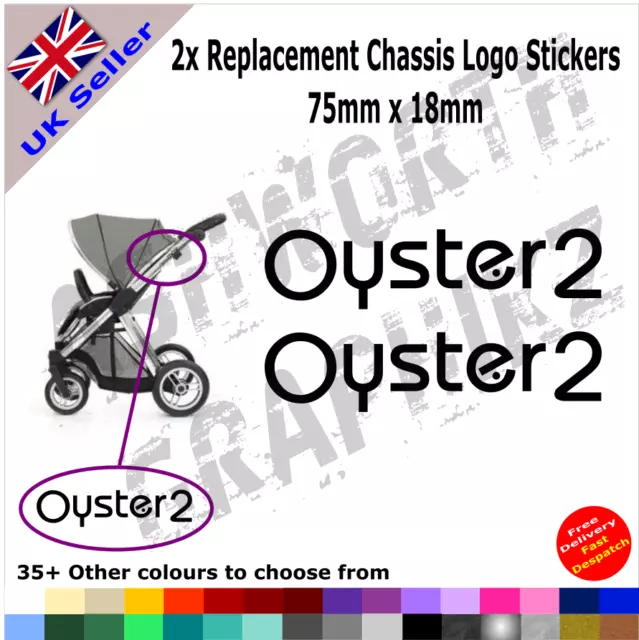 2x BabyStyle Oyster 2 Replacement Logo Stickers Pushchair Pram Stroller
