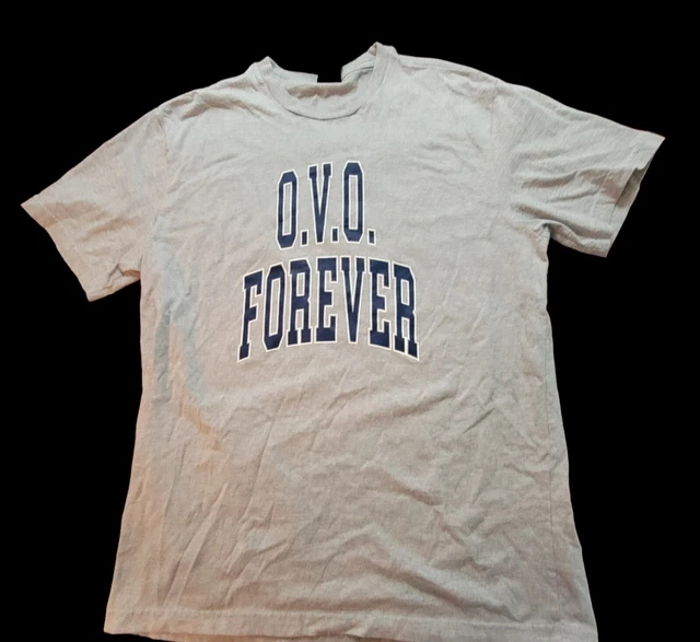 OVO Forever Octobers Very Own With Owl Logo Gray and Blue T-shirt Men's Medium