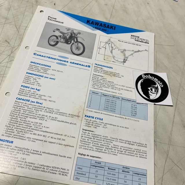 Kawasaki KDX200 DX200H 1995 KDX 200 Scheda Tecnica Motocicletta Sospensione