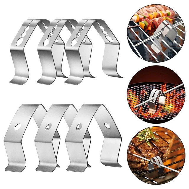 Sonde Clips Barbecue Acier Inoxydable Outils 3 Trous + 1 6Pcs Fixation