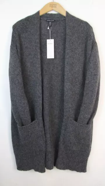 Eileen Fisher Charcoal Size S Wool Mohair Blend Open Cardigan $478 NWT