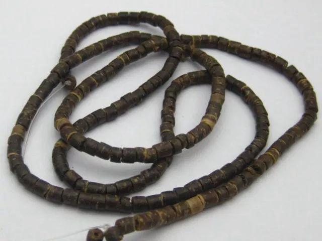 5 Strands of 22" Natural Dark Coconut Heishi Beads 4mm 2