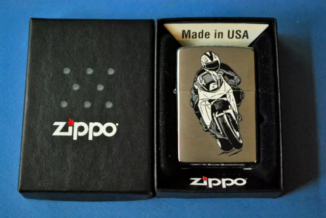 Zippo Original Usa Lighter. Motorcycle Theme. Nos. (New Old Stock)