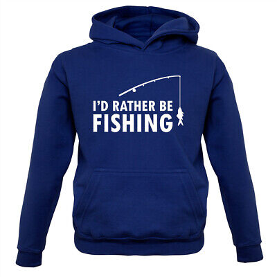 I'd Rather Be Fishing - Kids Hoodie Fish Angling Fisherman Angler Gift Carp