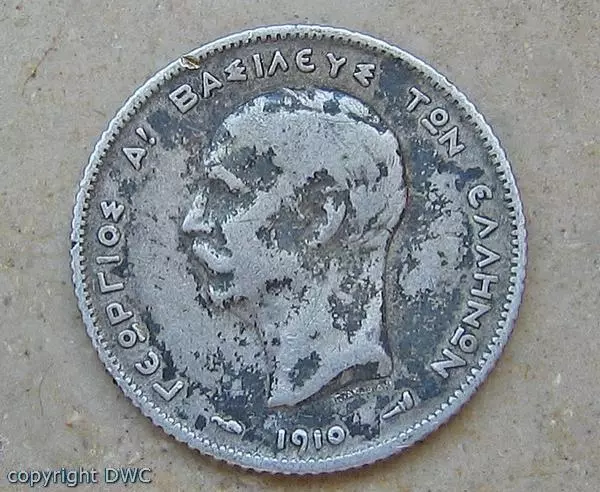 Münze 1 Drachme Georg I. 1910 Silber Griechenland Münzen Sammlermünze