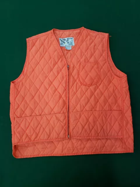 DuckBay Blaze Orange Full Zip Vintage Bird Hunting Vest Mens Size Large 3 Pocket