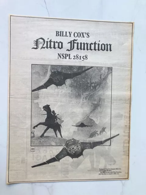 BILLY COX NITRO FUNCTION 11" x 14" FULL PAGE ADVERT POSTER 1973 HENDRIX