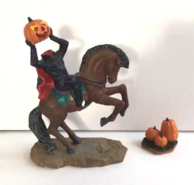 Spooky Town Lemax Headless Horseman Rider Pumpkin Head