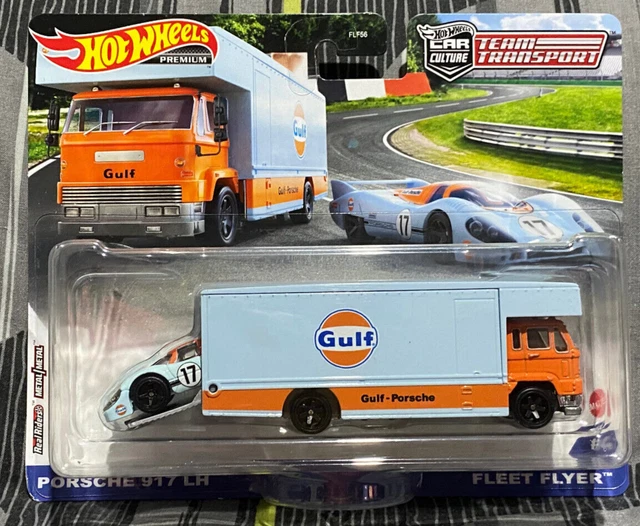 Hot Wheels Premium Team Transport - Porsche 917 LH & Fleet Flyer Gulf - Boîte Fermée