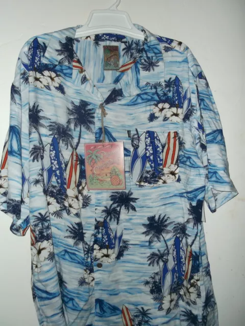 NWT SURF BOARDS & PALMS HAWAIIAN SHIRT by PINEAPPLE CONNECTION S, M, L or XL