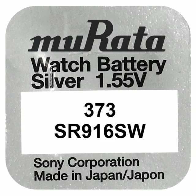 1x Murata 373 ehemals Sony Knopfzelle Uhren-Batterie 373 / SR 916 SW