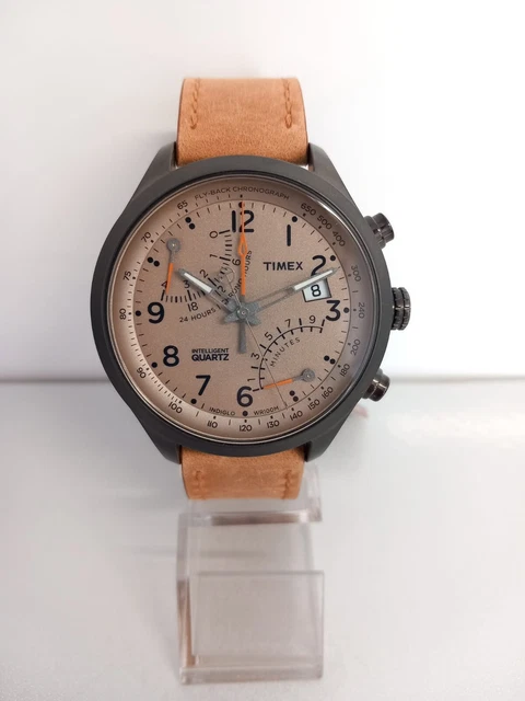 NEW TX TIMEX Intelligent Aviator Fly Back Black Ion Plated S Steel