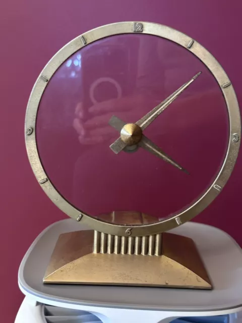 Vtg Jefferson Golden Hour Electric  Clock, works! MCM atomic style 580-101