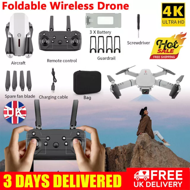 Drone 4K HD GPS Dual Camera Wide Angle RC Foldable Quadcopter Wifi Follow Me