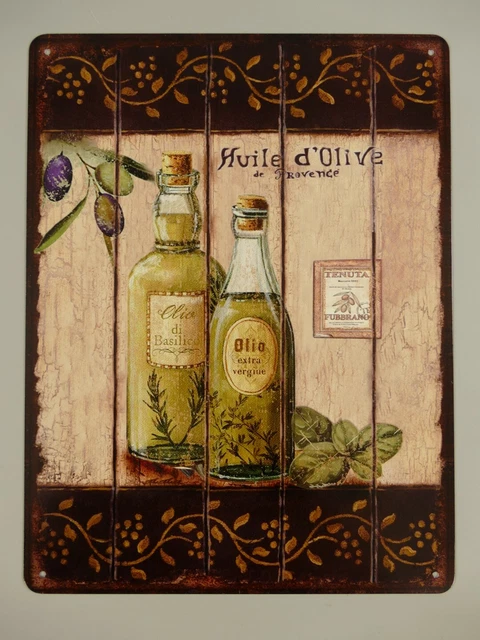 9977668-x Retrò Vintage Targa di Latta Huile D` Oliva Oliven-öl 33x25cm