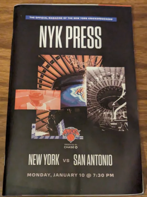 NY Knicks Official Game Program 1/10/2022 MSG NBA San Antonio Spurs / NY Knicks