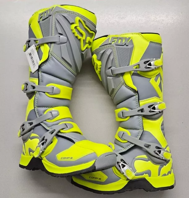 Nuevas Botas De Motocross Antiguas Stock Genuinas Fox Comp 5 Flo Amarillas Adulto Talla 41 Uk7