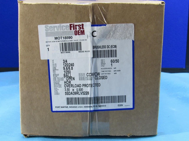 New Trane Service First 3/4 hp 1050 RPM 230V GENTEC Blower Motor MOT18590