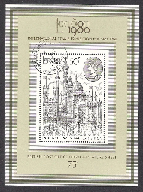 GB 1980 sg ms1119 Londra 1980 francobolli esposizione foglio miniatura finemente usato