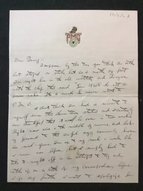 Pennsylvania Military College Chester PA 1928 PMC Cadet Letter