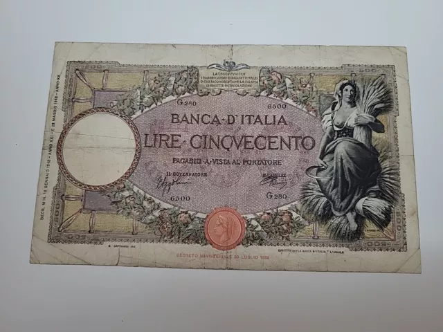 Banconota 500 Lire Capranesi