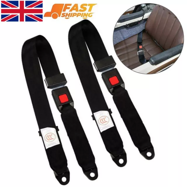 2X Adjustable Seat Belt Car Truck Lap Belt Universal Black 2 Point Safety Travel