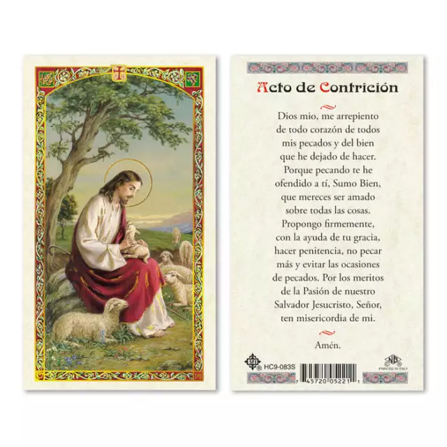 Acto De Contricion Spanish Holy Card Laminated Prayer Cards Pack Of