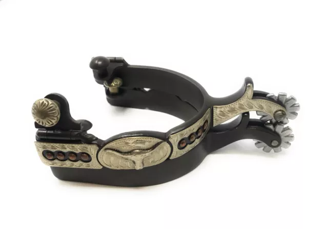 AJ Tack Antique Brown Longhorn Engraved Spurs - Mens