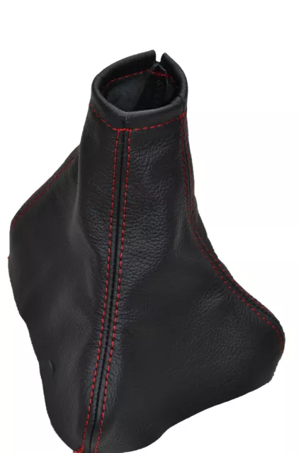 Red Double Stitch Fits Jaguar X-Type 2001-2009 Black Gear Gaiter  Leather