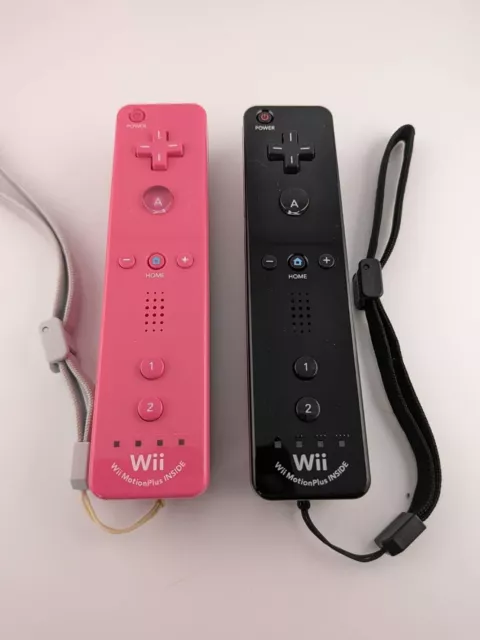 Nintendo Wii Official  Black  Pink 2Lot Remote Motion Plus Controller  Tested ♯8