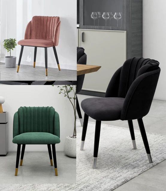 MILANO SCALLOP SHELL Crushed Velvet Chair Sofa Seat Dining Kitchen