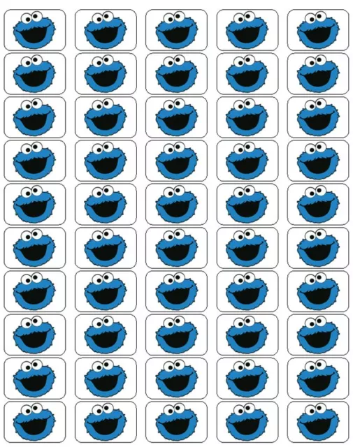 50 Cookie Monster Envelope Seals / Labels / Stickers, 1" by 1.5"