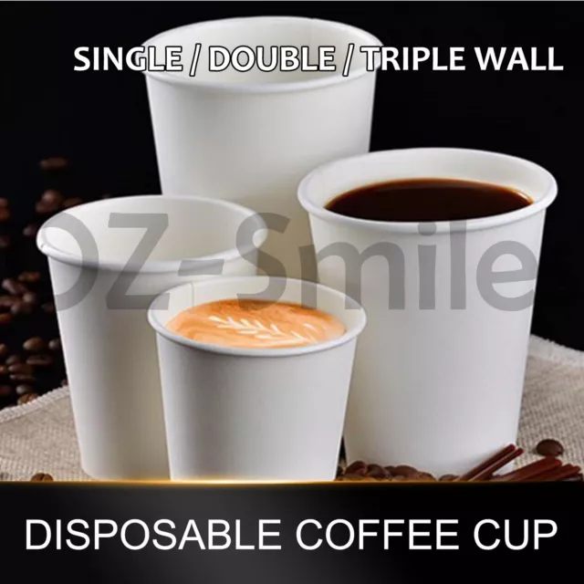 Disposable Coffee Cups 8oz 12oz 16oz Takeaway Paper Triple Double Single Wall