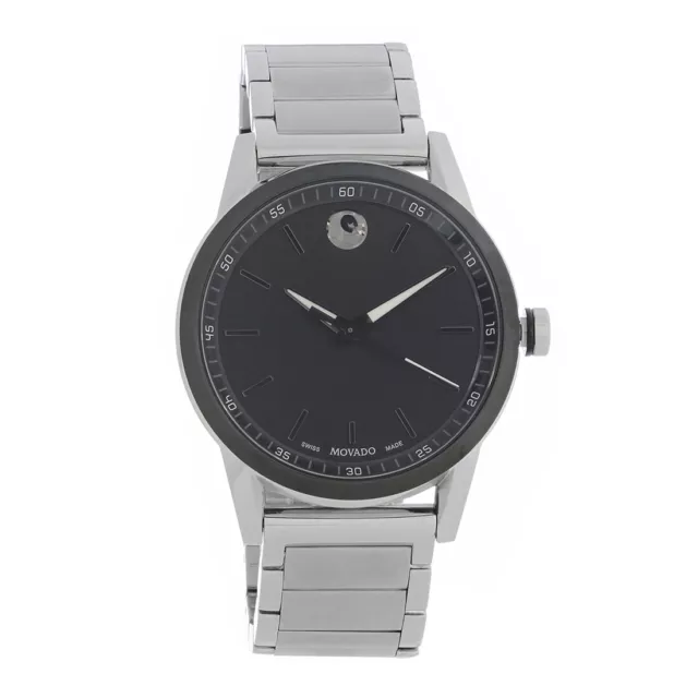 Movado Museum Sport Mens Stainless Steel Black Dial Quartz Watch 0607225