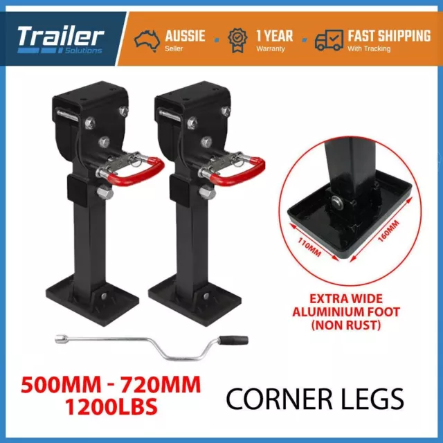 X2 Corner Legs Drop Down Stabilizers 500Mm Handle 1200Lbs Caravan Camper Trailer