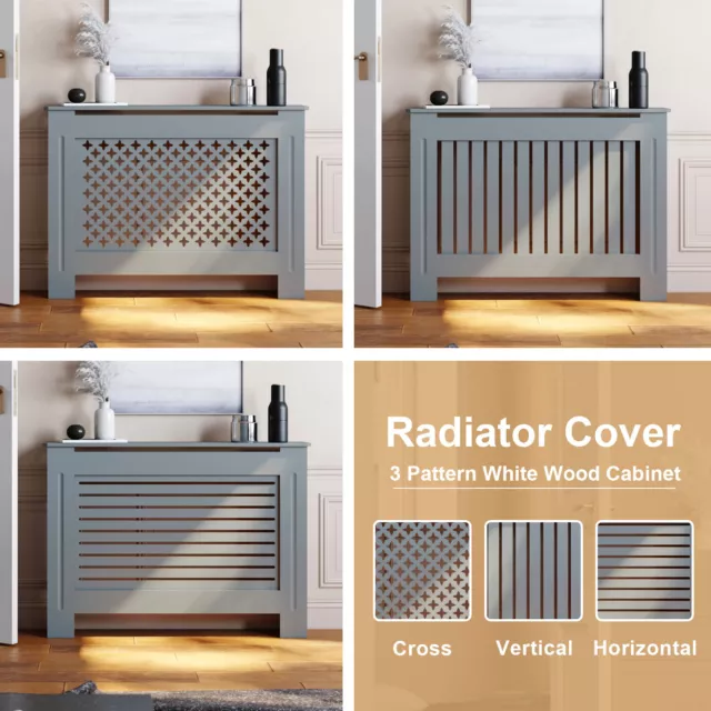 Grey Radiator Cover Grill Shelf MDF Wood Cabinet Home Furniture Safe Corner