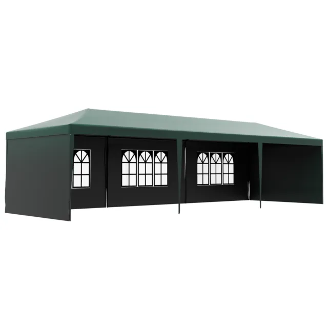 Outsunny 9m x 3m Outdoor Garden Gazebo Wedding Party Tent Canopy Marquee Green