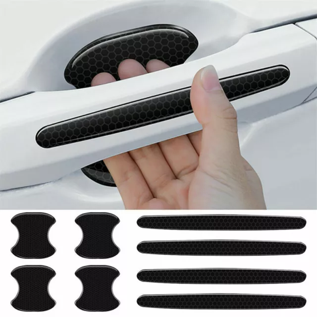 8x Car Door Handle Bowl Stickers Protector Film Anti Scratch Strip Carbon Fiber