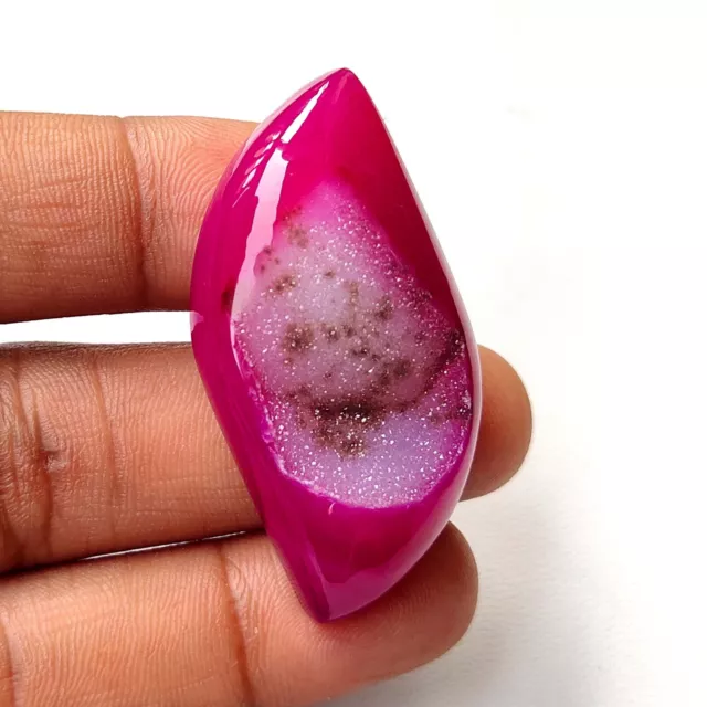 Pink Agate Onyx Druzy Cabochon Fancy Shape Natural Geode Gemstone 77 Cts  #9642