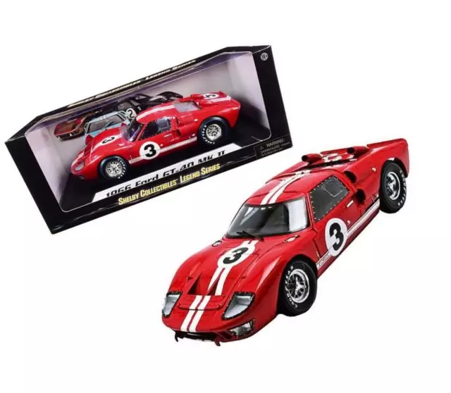 1966 Ford GT-40 MK II #5 Red With White Stripes Le Mans 1/18 Diecast Model Car